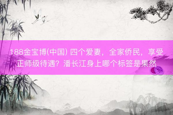 188金宝博(中国) 四个爱妻，全家侨民，享受正师级待遇？潘长江身上哪个标签是果然