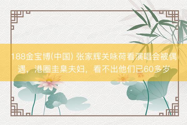 188金宝博(中国) 张家辉关咏荷看演唱会被偶遇，港圈圭臬夫妇，看不出他们已60多岁