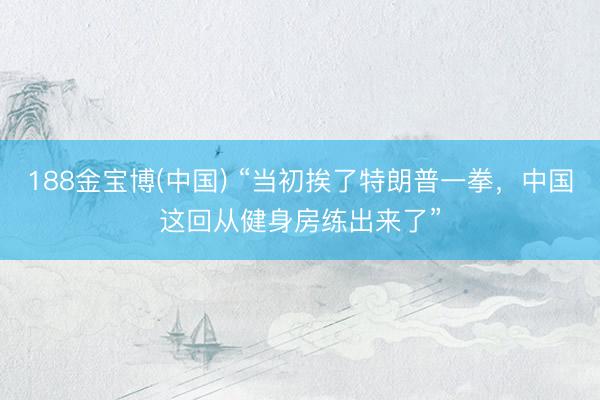 188金宝博(中国) “当初挨了特朗普一拳，中国这回从健身房练出来了”