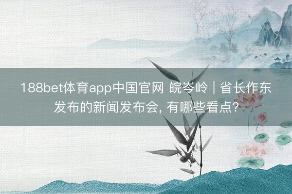 188bet体育app中国官网 皖岑岭 | 省长作东发布的新闻发布会， 有哪些看点?