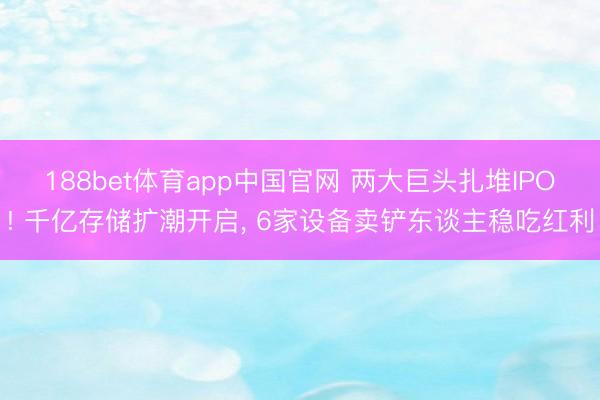 188bet体育app中国官网 两大巨头扎堆IPO! 千亿存储扩潮开启， 6家设备卖铲东谈主稳吃红利