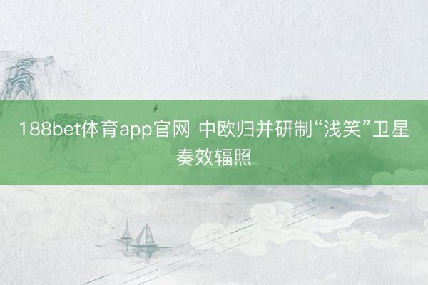 188bet体育app官网 中欧归并研制“浅笑”卫星奏效辐照